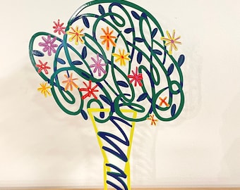 David Gerstein Pop art hand made metal sculpture -- Tree " Green bouquet  "