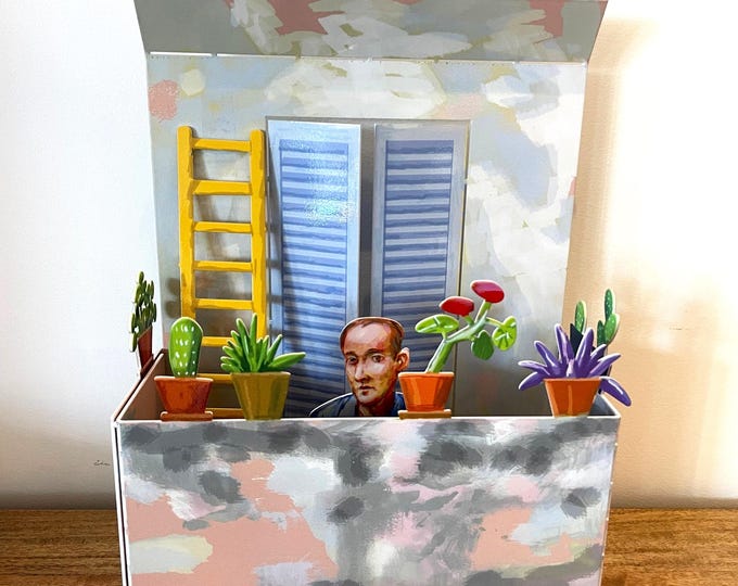 David Gerstein Pop art Metal sculpture  hand made " Flowers on the Balcony"