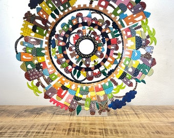 Large Aluminum sculpture The Jerusalem plate hand painted by Emanuel