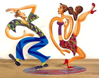 David Gerstein Pop art hand-made metal  sculpture by " Dancers  Swingers "