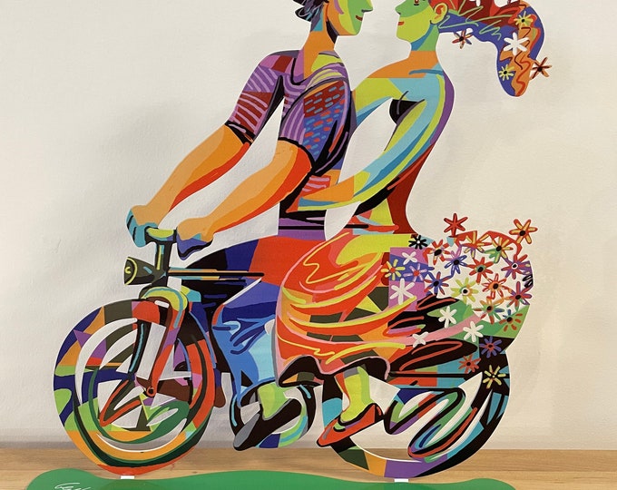 David Gerstein Pop art metal sculpture  riders  " Weekend ride "