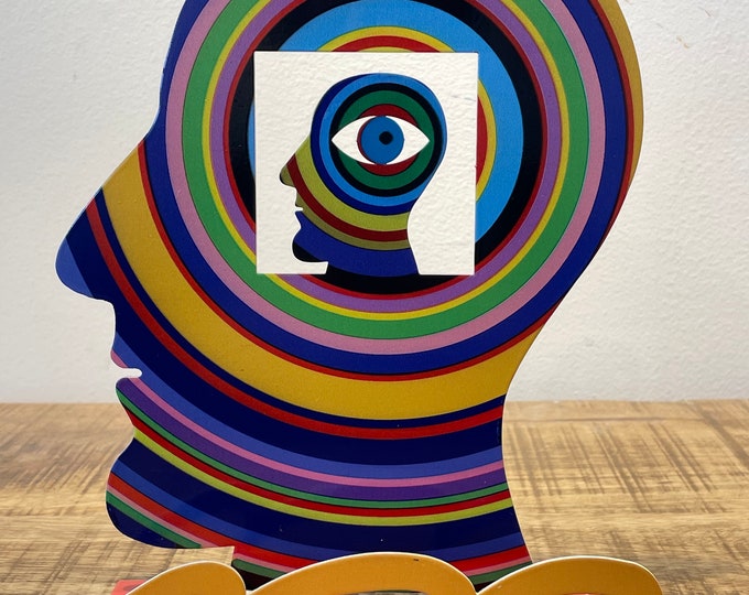 David Gerstein Pop art hand-made metal sculpture  " Head within a head  "