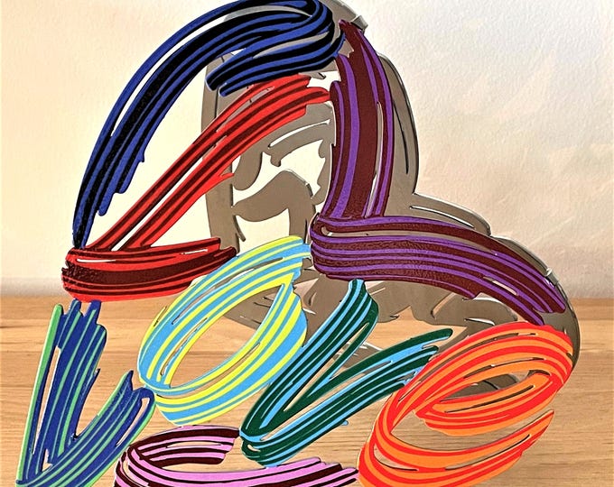 David Gerstein Pop art metal  sculpture  Hearts --- "Strokes of love"