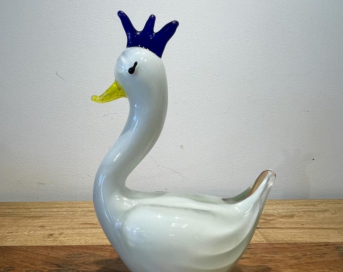 Murano hand-made stained glass sculpture  " Duck "