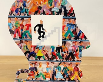 David Gerstein hand-made Pop art metal sculpture  Heads " Head to the top"