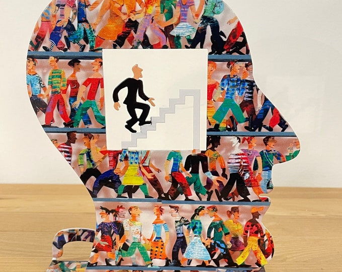 David Gerstein hand-made Pop art metal sculpture  Heads " Head to the top"