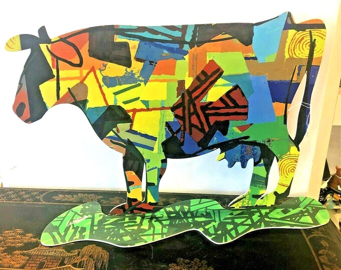 David Gerstein Pop art hand-made metal sculpture ---Cow " Dora "