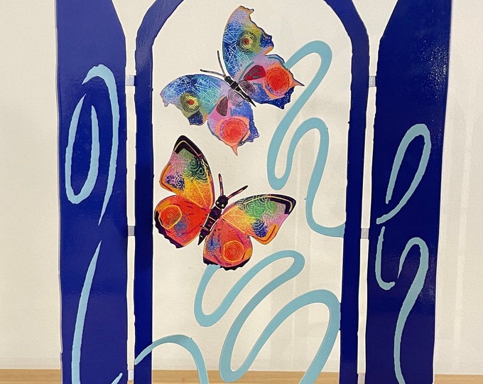 David Gerstein Pop art hand made metal  sculpture Window Butterfly " Spring Window  "