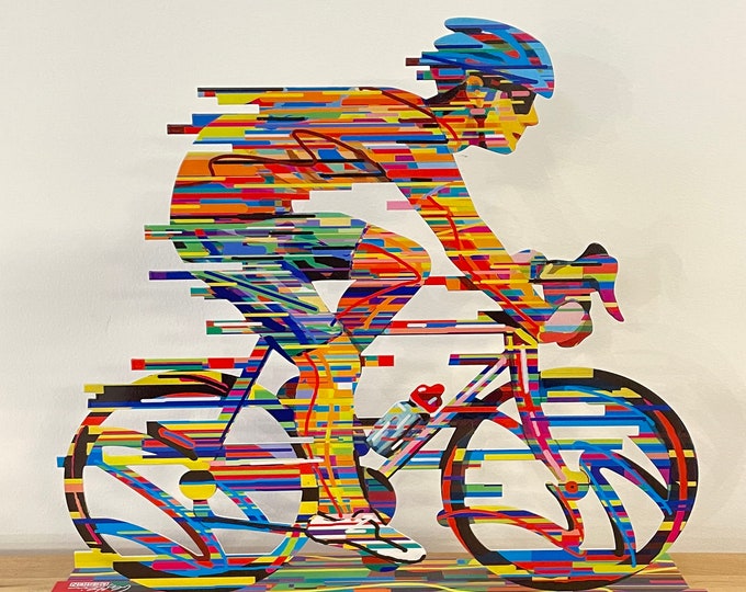 David Gerstein Pop art metal  sculpture Bicycle Riders " Champion  "