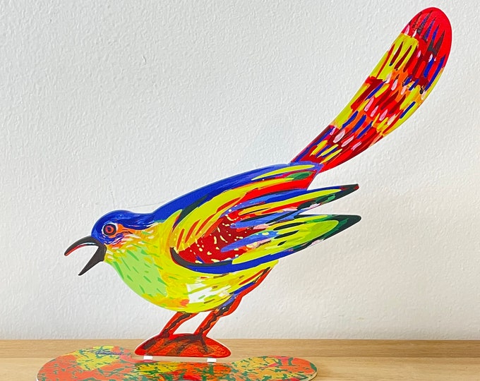 David Gerstein Pop art hand-made metal sculpture  Birds --- "Bird in Love"