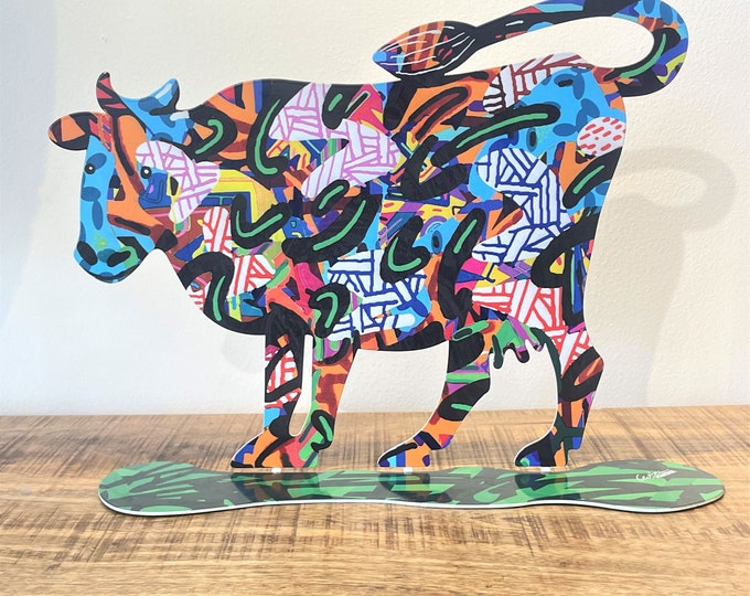 David Gerstein Pop art hand made metal sculpture  ---- Cows " Shalva "