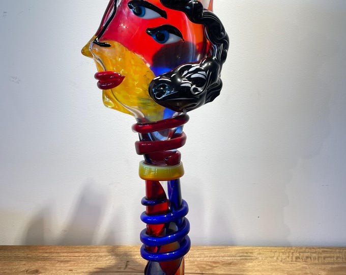 Murano Master Artist hand-made stained glass sculpture  " Queen "