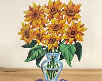 David Gerstein Pop art hand-made metal sculpture   " Sunflowers "