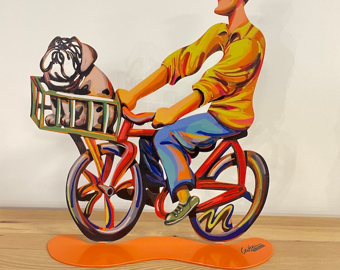 Pop art metal  sculpture by David Gerstein  "Country Rider  "