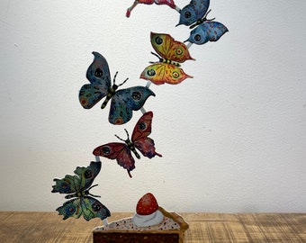 David Gerstein Pop art  Metal Modern Art Sculpture   " Butterfly cake "
