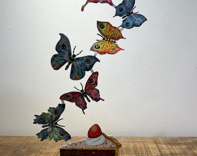 David Gerstein Pop art  Metal Modern Art Sculpture   " Butterfly cake "