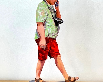 David Gerstein Large Pop art hand-made metal sculpture Walker "Walky Talky  "