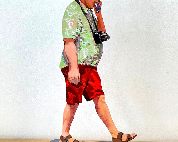 David Gerstein Large Pop art hand-made metal sculpture Walker "Walky Talky  "