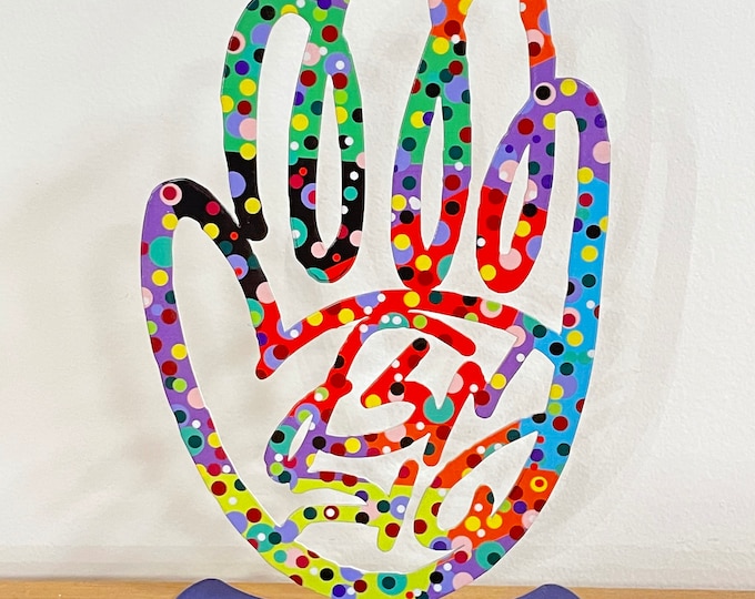 David Gerstein Pop art hand made metal sculpture Hamsa  "Good luck  "