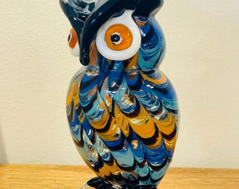 Murano handmade stained glass sculpture  " owl"