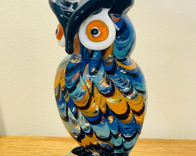 Murano handmade stained glass sculpture  " owl"