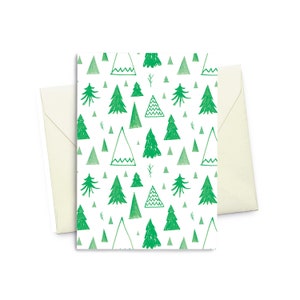 Fir Tree Patterned Blank Note Cards - Pack of 10 Greeting Cards