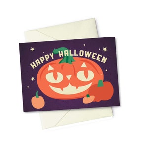 Cat O&#39; Lantern Pumpkin Pack of 10 Greeting Cards for Halloween