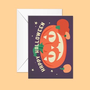 Cat O&#39; Lantern Pumpkin Halloween Greeting Card with Envelope