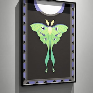 Art Deco Luna Moth Wall 11x17 inch or 12x18 inch Art Print