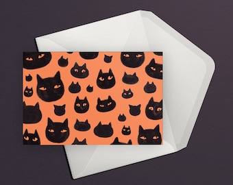 5 Pack Black Cat Halloween Greeting Card