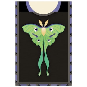 Art Deco Luna Moth Wall 11x17 inch or 12x18 inch Art Print