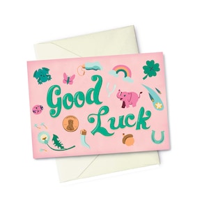 Tarjeta de felicitación de buena suerte - 1 tarjeta con sobre