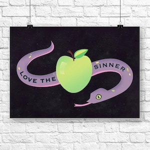 Love The Sinner Art Print with Snake and Apple