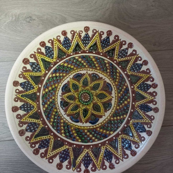 Ukrainian ceramic plate made by hand in the city of Kosiv is the national art of the Carpathian region of theHutsul small ethnographic group