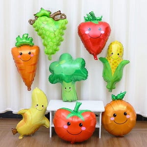 8pcs Fruit & Vegetable Aluminum Foil Balloons for Birthday Decoration - Helium Balloon for Summer Wedding Baby Shower Party Supplies