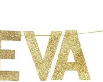 Foreva Eva Gold Glitter Paper Banner, Wedding/Engagement/Valentine's Day Party Decor, Forever and Ever Banner