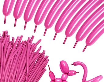 100-Pack 260 Hot Pink Twisting Balloons – Thick Latex Retro Rose Red 260q Balloons Long Balloons for Animal Sculptures & Party Decor