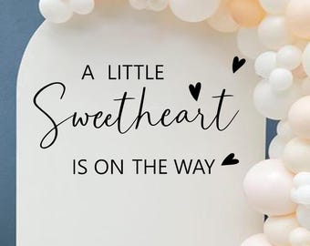 A Little Sweetheart is on the Way Balloon Arch Decal – Hearts Sticker for Baby Shower & Gender Reveal Party Decor