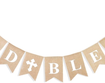God Bless Banner Boy Girl Baptism Decorations Rustic Christening Baby Shower Wedding Birthday Party Favors Photo Props
