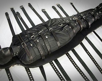 Genuine leather sleep Sack Ajustée Bondage Body Sac avec capuche restreinte Sac BDSM