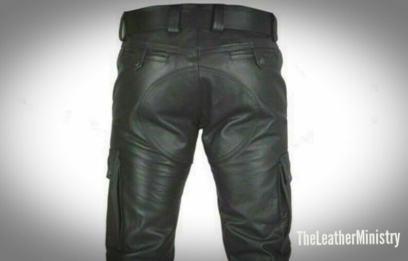Real Black Leather Motorbike Pant Biker Jeans Cargo 6 Pocket - Etsy