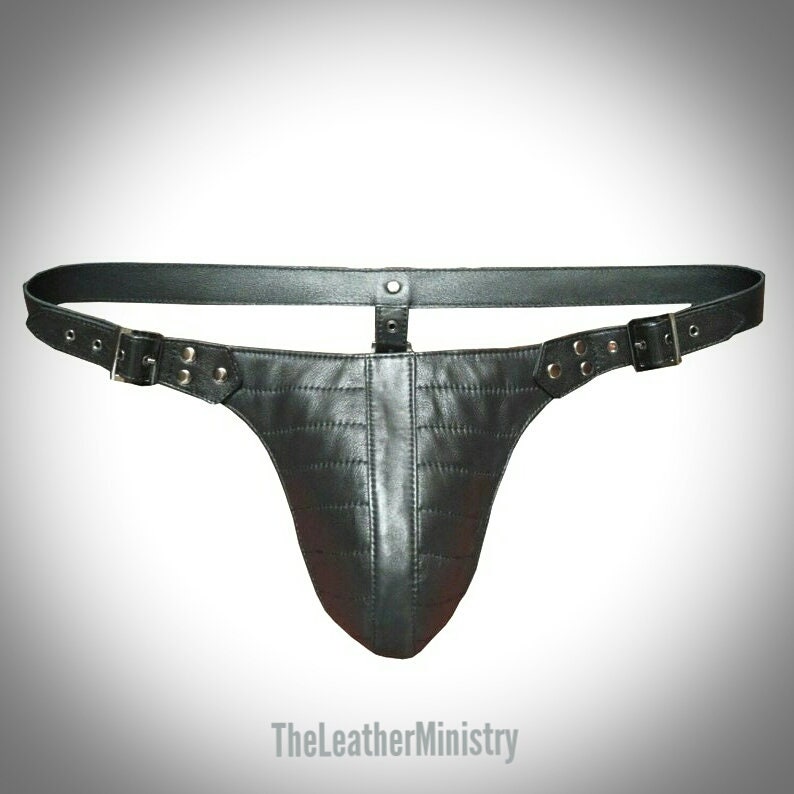 Mens Genuine Leather Gay Thong Jock Jockstraps Padded Leather Etsy