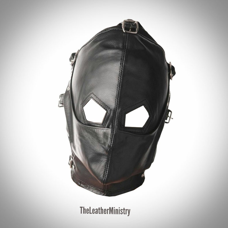 Handmade Real Black Leather Bondage Gimp Hood Mask With Detachable Mouth And Eye Piece | BDSM Handmade Mask | Fetish Mask Unisex | 