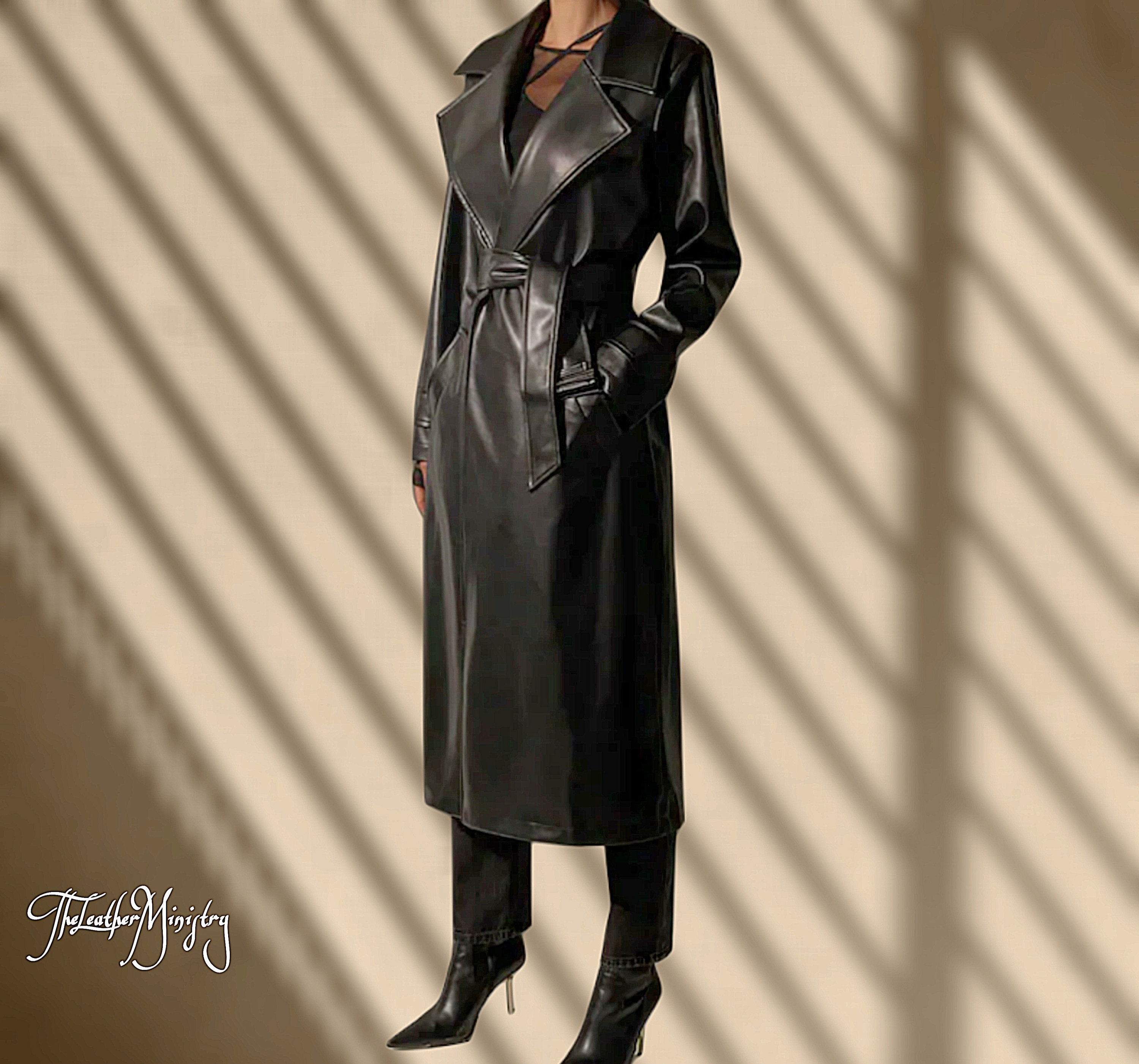 Long Leather Coat - Etsy