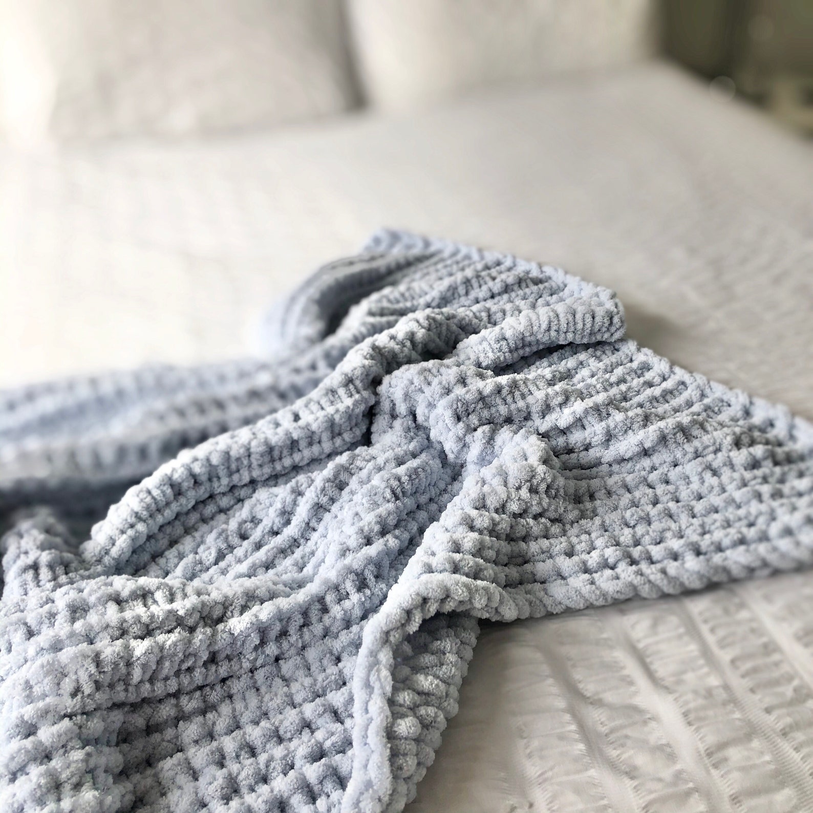 Handmade knitted super soft fluffy chunky knit baby blanket Etsy