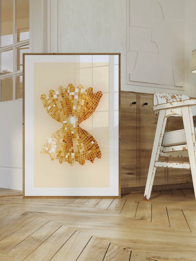 Pasta rosettteckning, pastaväggkonst, pastatryck, discokuldekor, discokultryck, köksinredning, pastaposter, trendig väggkonst, digital bild 2