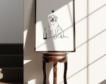 Labrador wall art | Labrador Drawing, Dog Lovers Gift, Yellow Labrador Print, White Labrador Wall Art, Customisable Colour