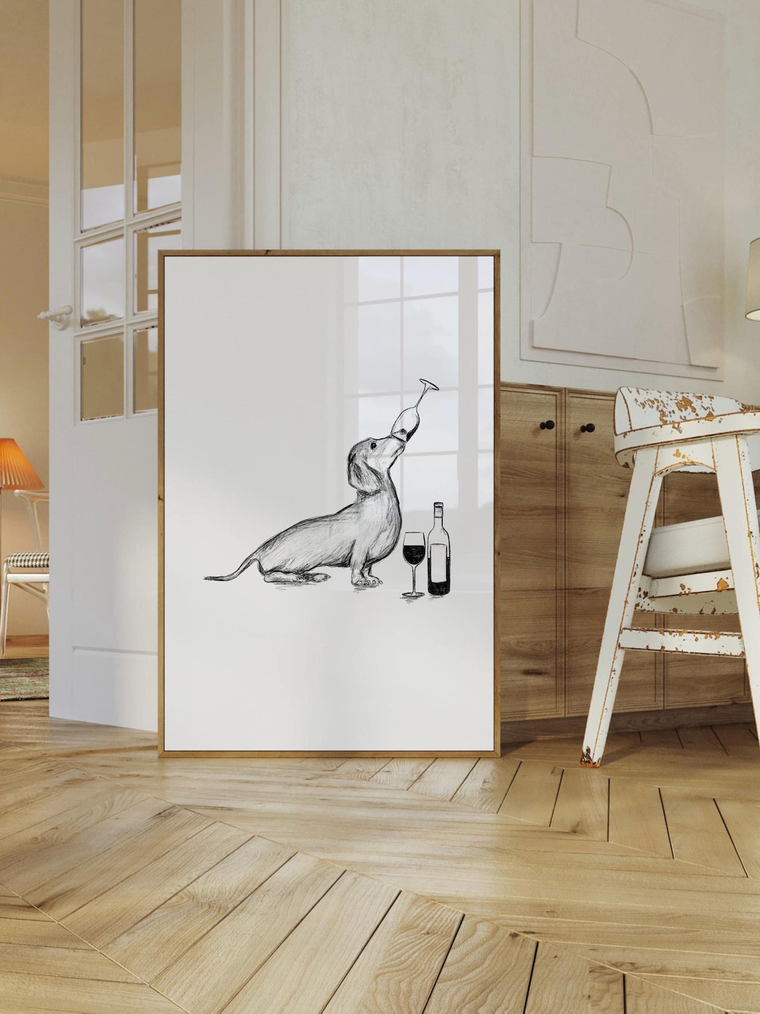 Dachshund wall art, Dachshund drawing, dog lovers gift, Dachshund print, sausage dog poster, digital download with customisable colour