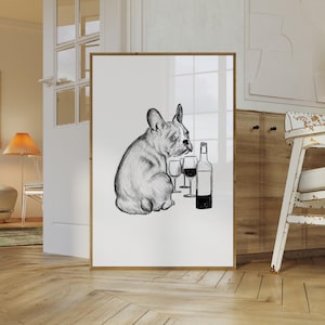 Customisable French Bulldog Wall Art | French Bulldog Drawing, Frenchie Drawing, French Bulldog Poster, Unframed Print or Digital Download