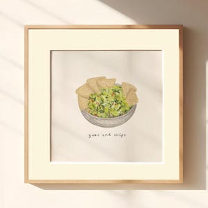 Guac and Chips Art Print - Guacamole & Tortilla Chip Illustration | Kitchen Wall Art, Mexican Food Decor, Gift for Foodies